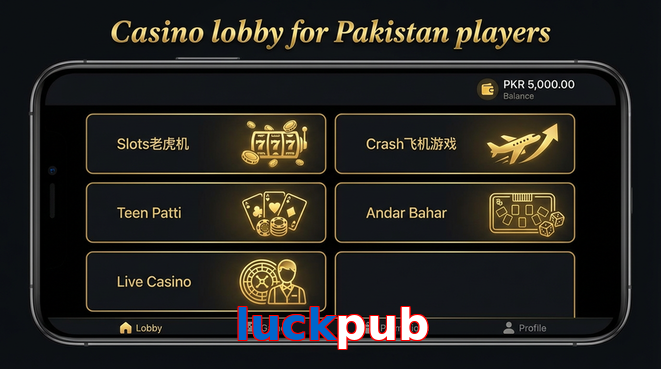 Lobby view of Luckpub for Pakistan users